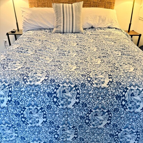 LRL Ralph Lauren Tamarind Bird Porcelain Blue White Queen Comforter RETIRED